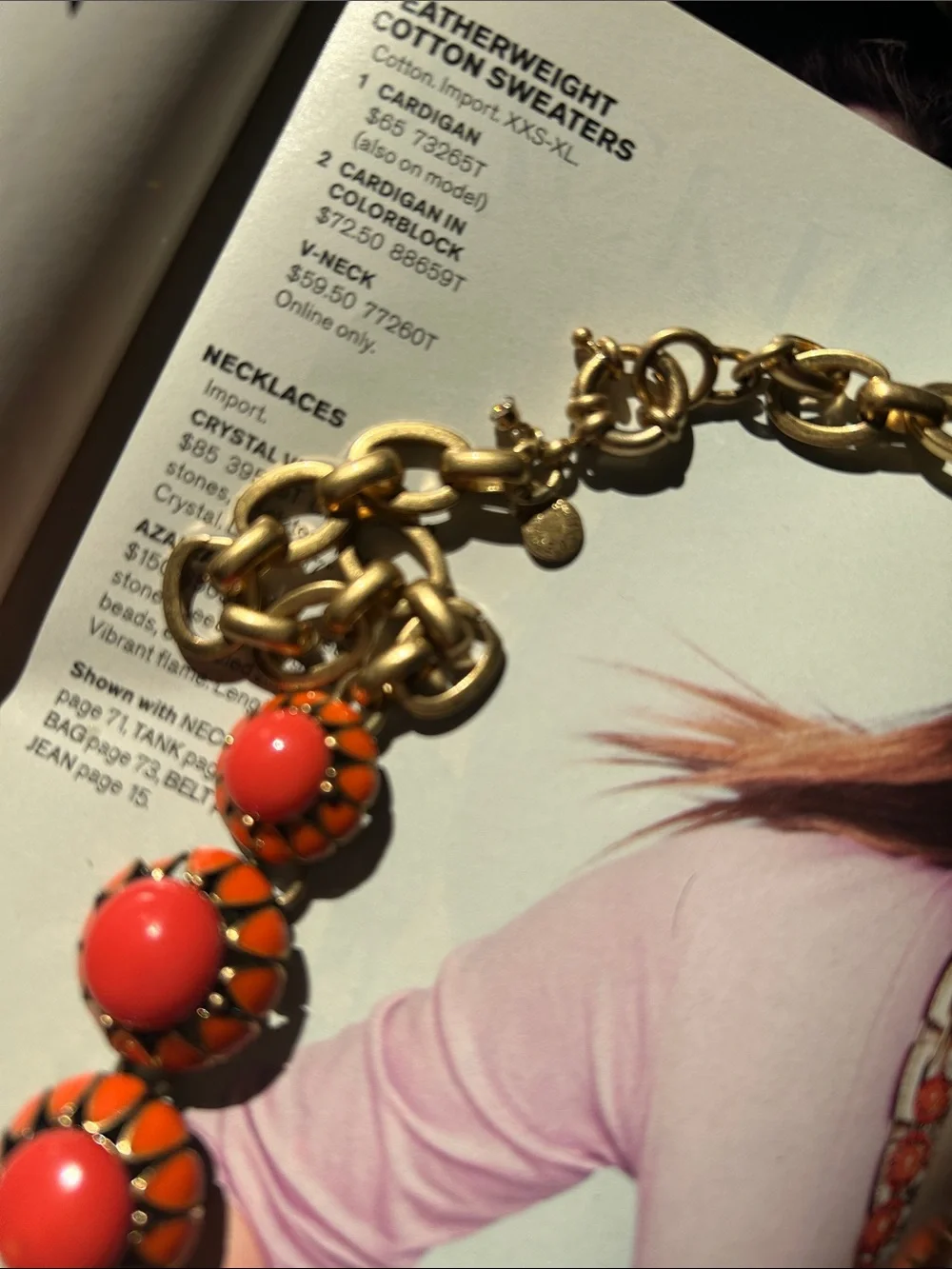 J. Crew 2012 Coral Orange Azalea Flower Cluster Statement Necklace